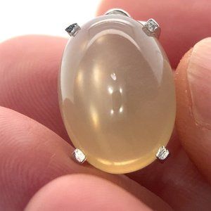 Moonstone 15.20ct Platinum Finish Solid 925 Sterling Silver Pendant